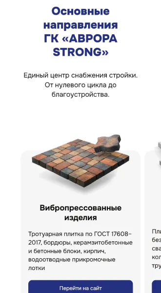 Мобильная версия: направления ГК AVRORA STRONG