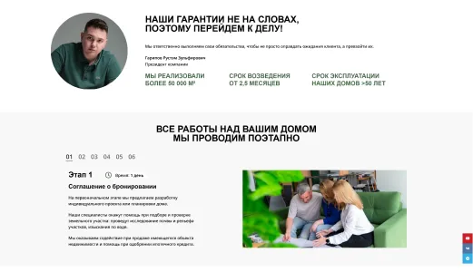 Блок гарантий и поэтапного плана работ над домом