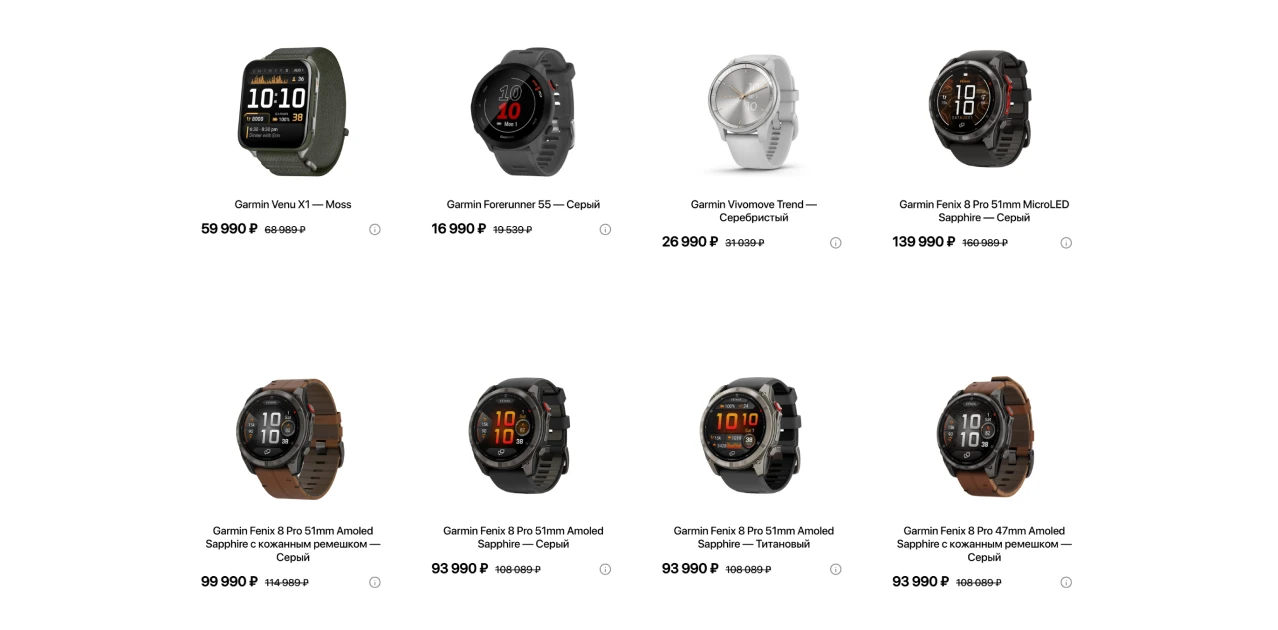 Каталог умных часов Garmin с ценами