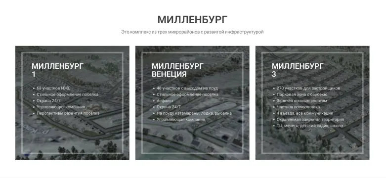 Три микрорайона «МилленБург»: «МилленБург 1», «Венеция» и «МилленБург 3»